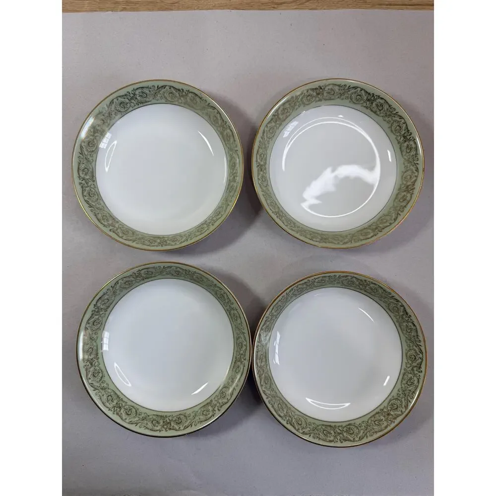 Yamaka Fine China Renaissance 2659R Fruit Bowls Set of 4, Sage Green Gold